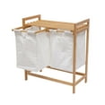 WANCQ Bamboo Frame Laundry Hamper with Dual Basket TwoSections