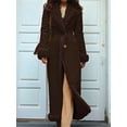 thumbnail image 6 of Women'S Fleece Fuzzy Long Coats Lapel Faux Fur Lined Trench Jacket Winter Warm Cardigan Overcoat with Pockets Brown L, 6 of 8