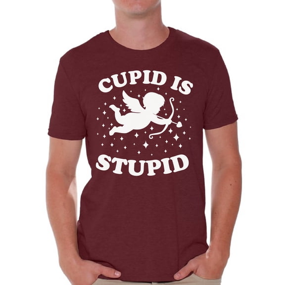 Cupid is Stupid Men's Tee Anti Valentine Day Gift Ideas for Single People Sarcastic Humorous Novelty Shirt for Men