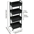 thumbnail image 2 of ERSAN-4-Tier Plastic Rolling Utility Cart with Handle, Multi-Functional Storage Trolley for Office, Living Room, Kitchen, Movable Storage Organizer with Wheels, Black, 2 of 4