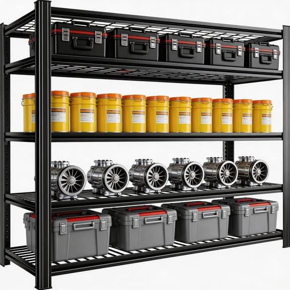 5 Tier Wire Garage Shelving Heavy Duty Tool Utility Shelving 72" H x 48" W x 24" D 2500LBS Wire Storage Shelves Adjustable Metal Shelves for Garage Large Storage Shelf for Basement Warehouse Black