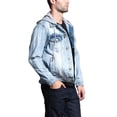 thumbnail image 3 of Victorious Men's Hoodie Layered Distressed Denim Jacket with Removable Hood DK109 - ICE - Large, 3 of 7