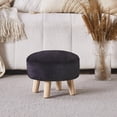 thumbnail image 3 of SONGMY Round Footstool Ottoman Rabbit Wool Mushroom Stool Solid Wood Stool Small Upholstered Ottoman Shoe Changing Foot Stool Step Stool Sofa Footrest Stool for Living Room Bedroom (Black), 3 of 7