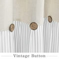 thumbnail image 4 of Linen Button Farmhouse Shower Curtain, Linen and Cotton Woven Fabric, Pleated Grey Stripe on Waterproof Polyester, Country Style for Bathroom 72x72 in, 1 Piece, Hooks Included, 4 of 6