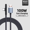 thumbnail image 1 of 100W Fast Charging USB-C Cable with Right-Angle Connector - 90° Elbow, 80W+ Power Delivery, 3A High Current, 6ft Length, Compatible with for  16/15/14/13/12/11 Pro Max, for ,, 1 of 12