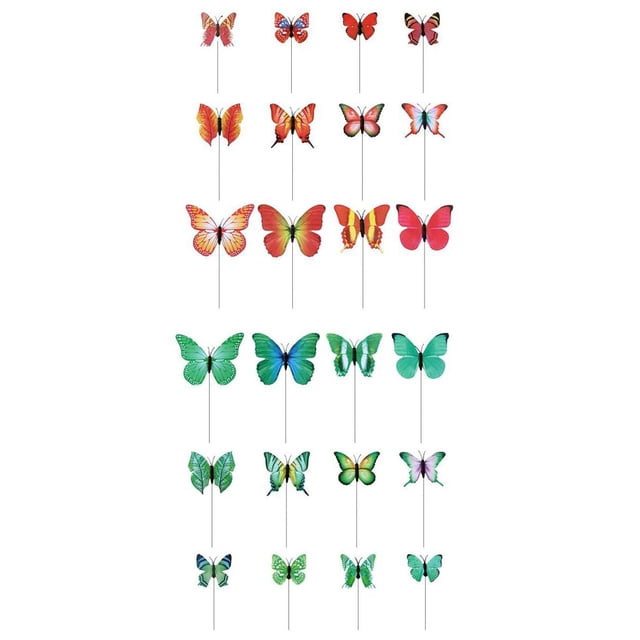 24x Jardinera Jardinera Colorida Mariposa Caprichosa Estacas Bonsái Cama Decoración De Macetas Sunnimix Decoración de arte de patio al aire libre