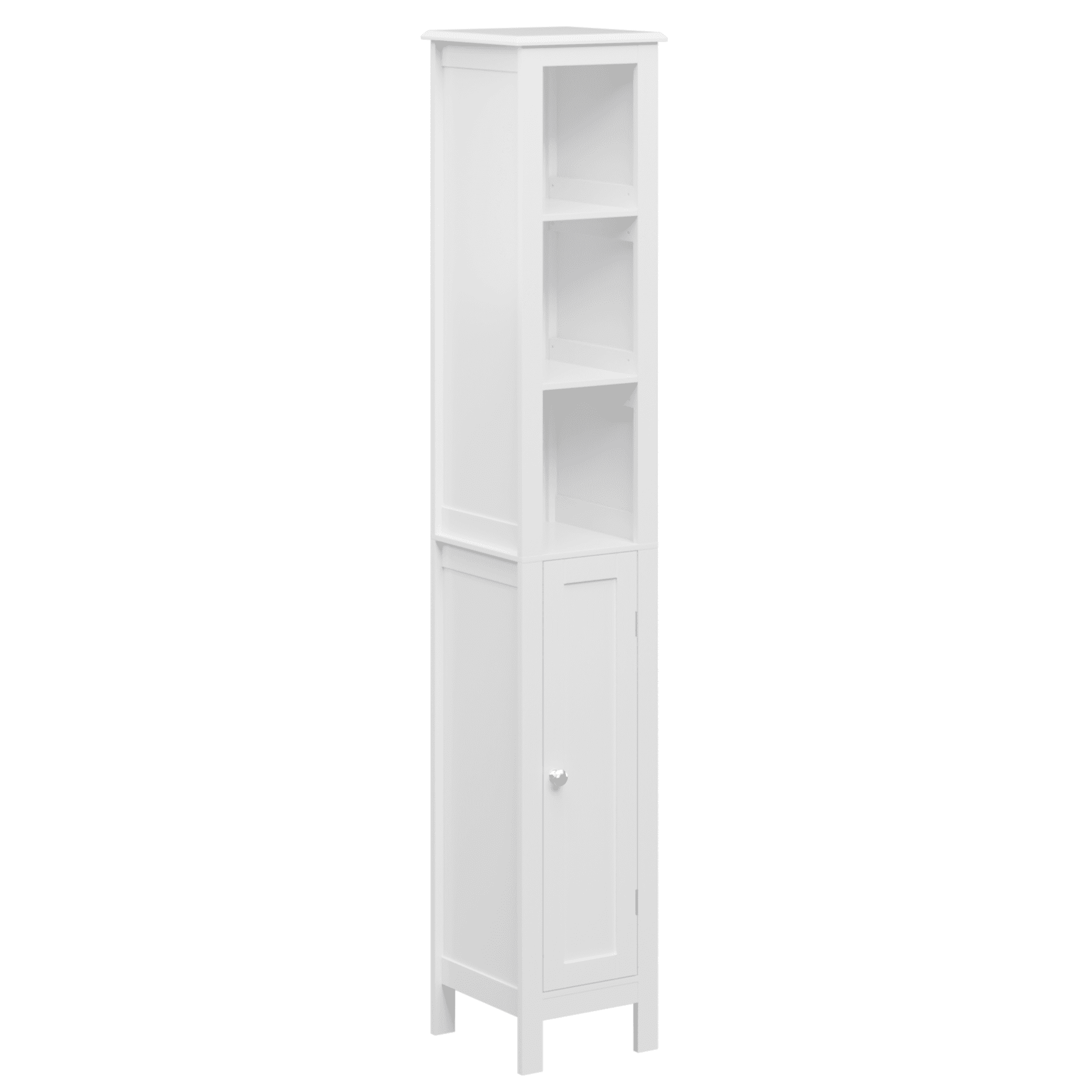 Aukfa 66.92" Wood Storage Cabinet, Slim Freestanding Cabinet with Anti-Tip and Adjustable Shelves for Small Spaces, Bathroom,Kitchen, White