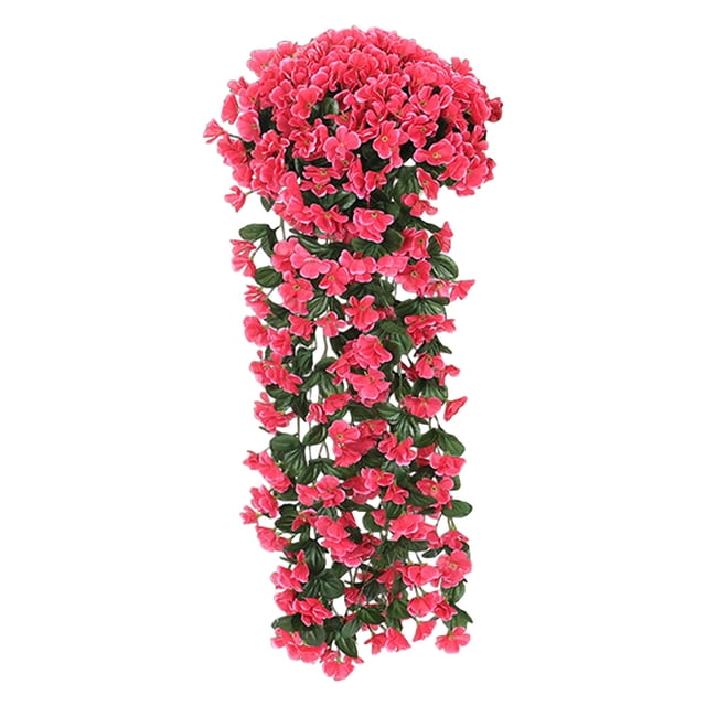 Flores artificiales violetas, glicinias, cesta colgante, orquídeas artificiales de seda, flores colgantes para decoración del hogar, decoración de bodas en interiores y exteriores, enredaderas