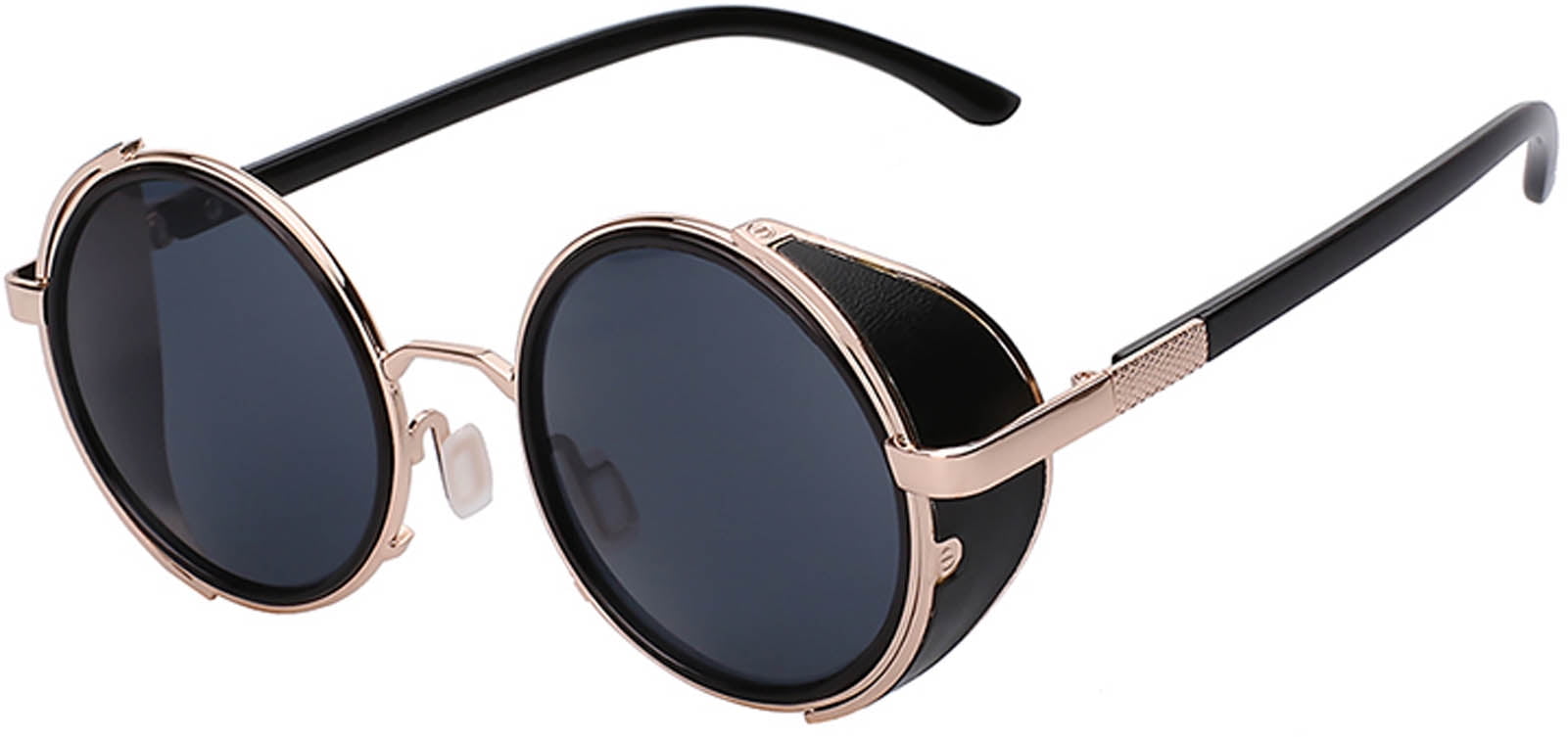 Gothic Steampunk Retro Vintage Gold Metal Round Circle Frame Sunglasses Smoke Lens 