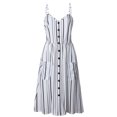 thumbnail image 3 of Vestido Midi Elegante Vestido ajustado de mujer estilo bohemio a rayas de un solo pecho sin espalda traje diario Kuymtek Negro L para Mujer, 3 of 8