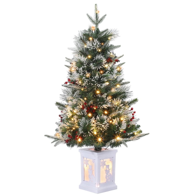 Árbol de Navidad GAOMON de 90 cm con iluminación, base de muñeco de nieve y temporizador
