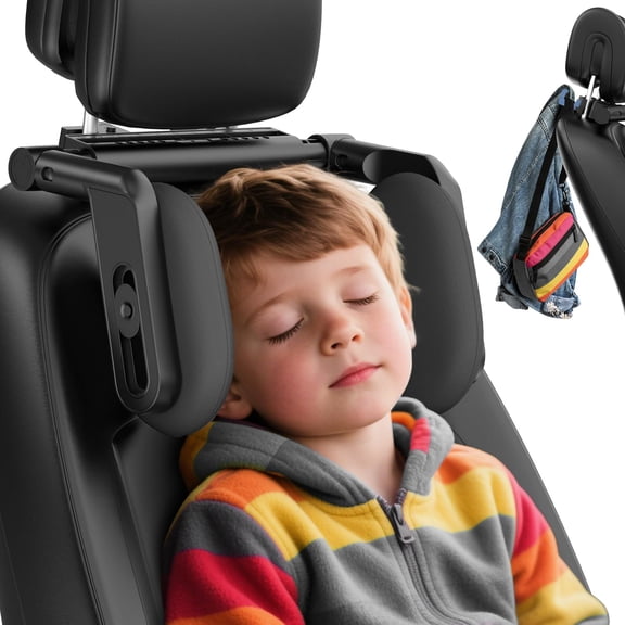 Car Headrest Pillow, Cuopluber 4-Way Adjustable Car Headrest,Thickened Memory Foam Road Pal Headrest, Neck Support Pillow, U- Shaped Design, Travel Car Sleeping,Suitable for Kids and Adults