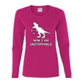 thumbnail image 2 of Wild Bobby, Unstoppable T Rex Funny, Pop Culture, Women Graphic Long Sleeve Tee, Fuschia, X-Large, 2 of 4