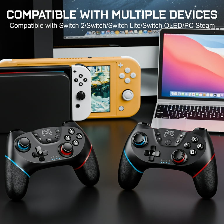 Fousixdi Wireless Controller for Switch 2/Switch/Lite/OLED, 2pk