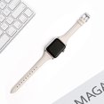 thumbnail image 3 of WFEAGL Leather Band Compatible Apple Watch Band 42mm 44mm 45mm Ivory/Silver, 3 of 4