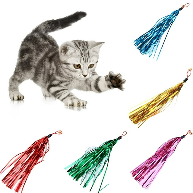 Varita de juguete interactiva con sonido y campana de papel para gatos Xeyise Pet Cat Teaser, repuesto para morder