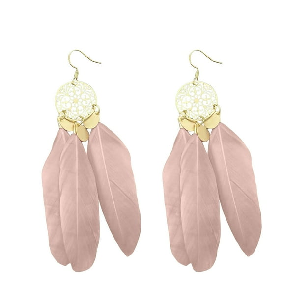 Womens Feather Earrings Fringe Tassel Bohemian Long Drop Dangle Earrings Set with Design for Women