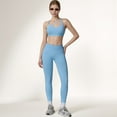 thumbnail image 2 of Women's High Waist Seamless Leggings with Stretch Fabric and Second-Skin Fit - Small, Light Blue, 2 of 7