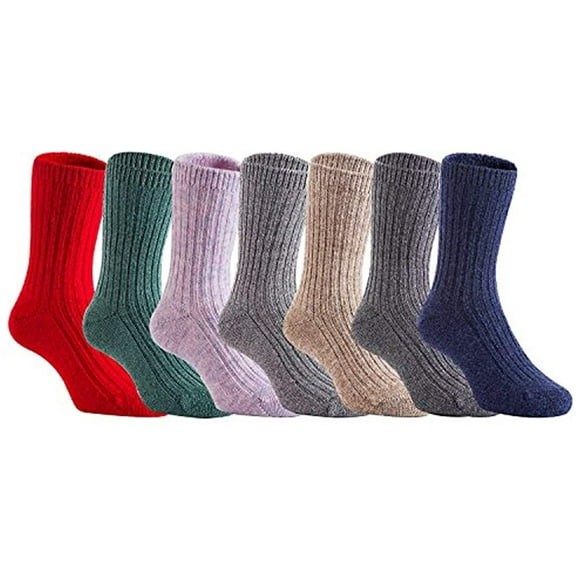Lian LifeStyle Fantastic Children's 9 Pairs Wool Blend Crew Socks , Adorable and Durable Size 2Y-5Y Boy Random Color