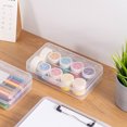 thumbnail image 6 of JHyouerji 2Pcs Clear Plastic Pencil Box Snap Tight Lid 8×5×2 Inch Purple Stackable Large Capacity Office Stationery Storage Organizer, 6 of 6