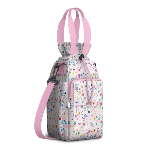 Water Bottle Carrier Bag with Adjustable Strap, Lightweight Drawstring Bottle Holder for Travel & Outdoor Use