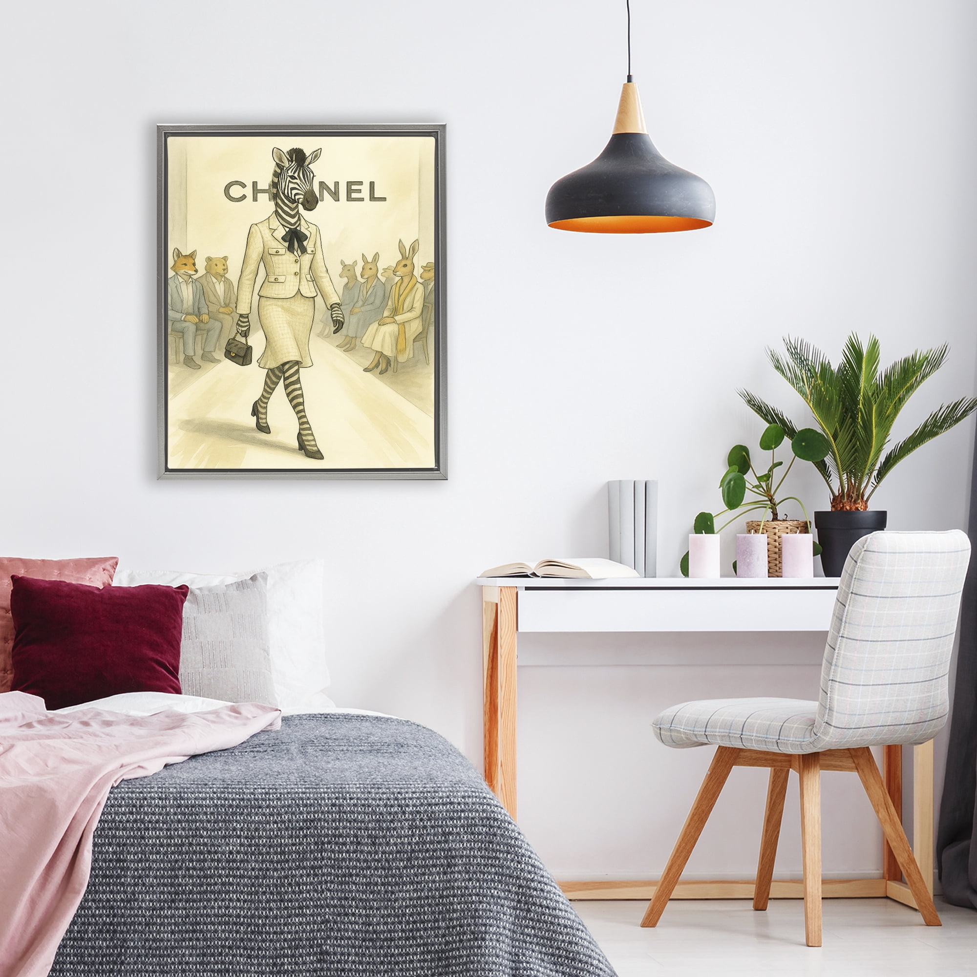 Stupell Industries Fashion Runway Zebra Gray Framed Floater Canvas Wall Art, design by Grotto Studios