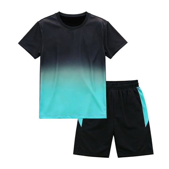 Adarl Boys Athletic Shorts Set 2 Piece Quick Dry Short Sleeve T-Shirt and Mesh Shorts Soccer Set for Running, Basketball, Football, Tennis