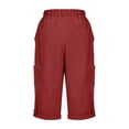thumbnail image 5 of NinXxx Women's High Waisted Slim Wide Leg Cropped Slacks Thin Medium Red L, 5 of 6