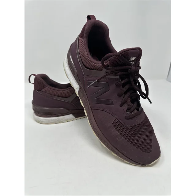 NEW BALANCE 574 BURGUNDY SUEDE MESH SNEAKERS ATHLETIC SHOES US MENS SZ 11