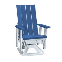 American Furniture Classics Brandon Swivel Glider in Blue on a White Base