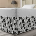 thumbnail image 1 of Black and White Bed Skirt, Vintage Flower with Blooming Petals Ornamental Botanical Garden Design, Elastic Bedskirt Dust Ruffle Wrap Around for Bedding Decor, 4 Sizes, Black and White, by Ambesonne, 1 of 2