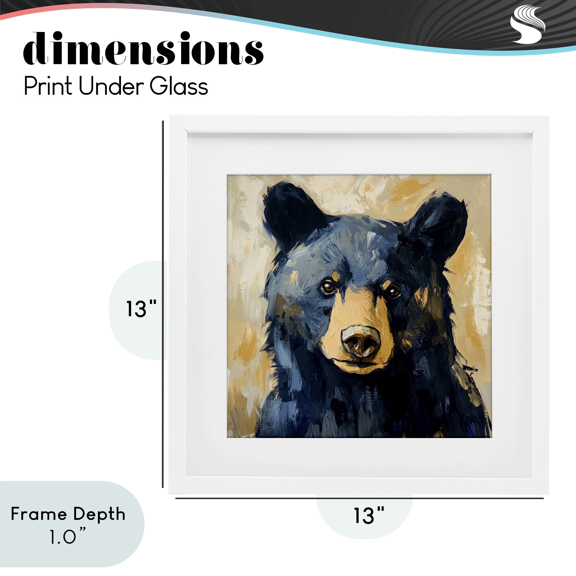 Stupell Industries Big Bear with Brushstrokes White Framed Print Under Glass, design by Petal Prints Design