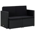 thumbnail image 1 of vidaXL 2 Seater Garden Sofa with Cushions Black Poly Rattan, 1 of 5