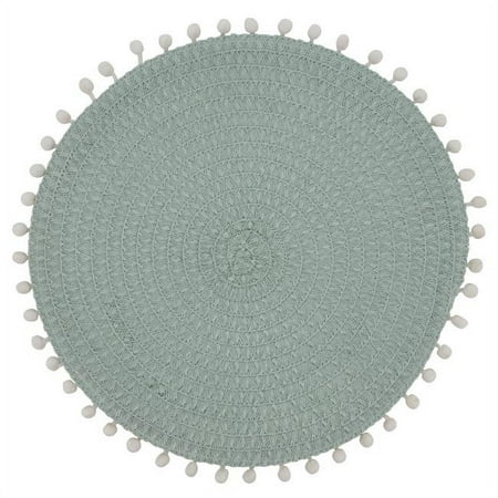 

SARO 15 in. Round Pom Pom Design Placemats - Set of 4