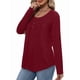 thumbnail image 4 of Camisas de Larga para Mujer, Conjuntos de Otoño, Cuello Redondo, Túnicas Casuales, Blusas de Moda, Ropa de Moda. Vino Tinto M, 4 of 6