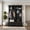 Black + Dark Walnut + Particle Board+MDF + Primary Living Space-1, variant on AUU Farmhouse 4-in-1 Hall Tree with Wood Grain Bench, Mudroom Coat Rack with 2 Large Drawers, Entrance Organizer for Hallway or Living Room, Blue, 55.9 Inches Wide