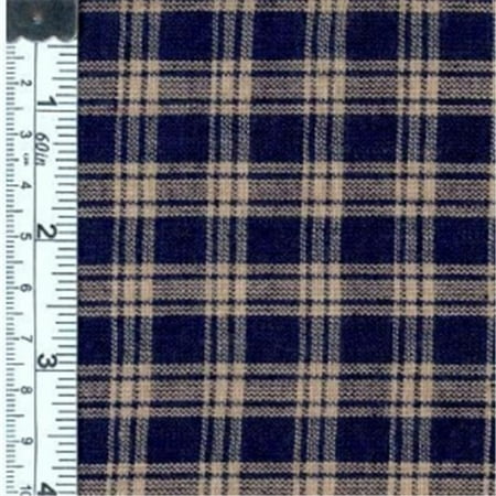 Textile Creations 109 Rustic Woven Fabric, Natural Plaid Navy, 15 yd.