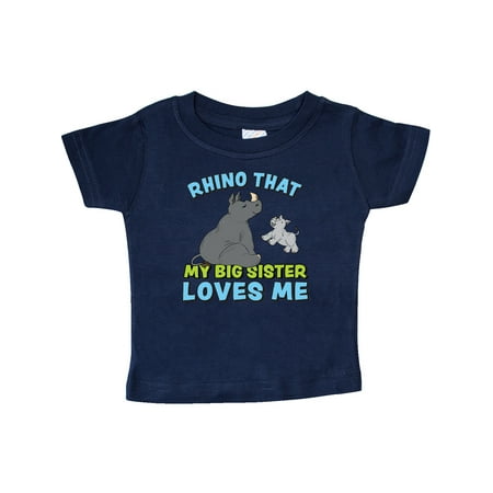 

Inktastic Rhino That My Big Sister Loves Me with Cute Rhinos Gift Baby Boy or Baby Girl T-Shirt