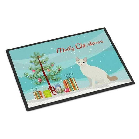Carolines Treasures CK4774MAT 18 x 27 in. Korean Bobtail Cat Merry Christmas Indoor or Outdoor Mat