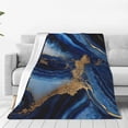 thumbnail image 4 of Cauagu Navy Blue Marble Pattern Flannel Bed Blankets,Fleece Blanket Comfortable Air Conditioning Blanket for Sofa Bed Travel Couch & Living Room -60"x50", 4 of 8