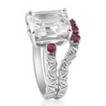 thumbnail image 3 of Pompeii 5 1/2Ct Ruby & Emerald Cut Moissanite Petite Leaf Engagement Set in Gold, 3 of 6