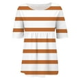 thumbnail image 4 of T-shirt à Manches 3/4 Col Rond à Fleurs, T-Shirt Imprimé Floral pour Femmes, T-Shirt à Manches Mi-Longues Col Rond, T-Shirt Ample Grande Taille Orange, 3TG, 4 of 5