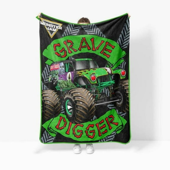 [Maple] Soft Funny Throw Blanket Sunny Side Up Monster Jam Grave Digger Warm Nap Blankets Home Bedroom Decor