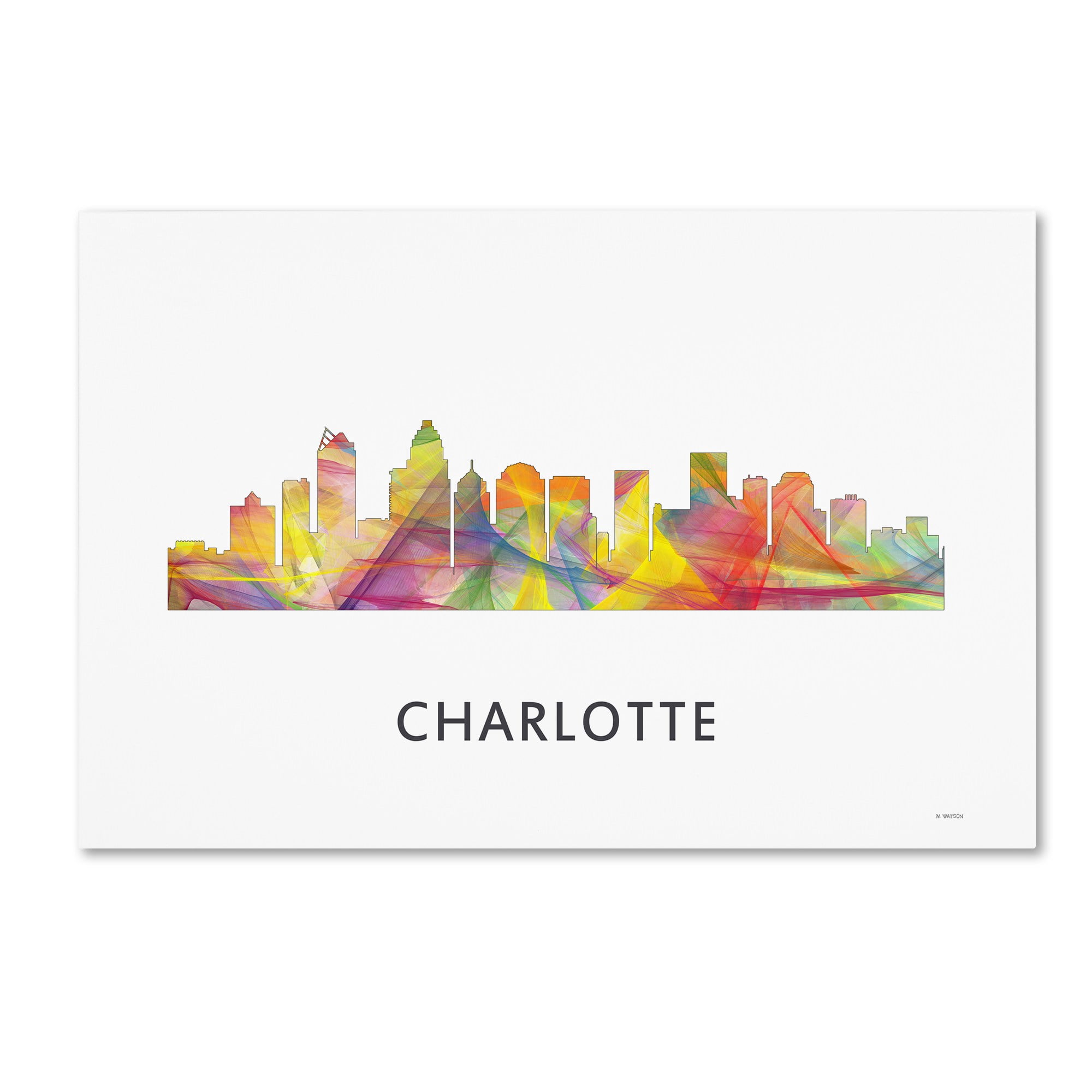 Trademark Fine Art 'Charlotte NC Skyline WB-1' Canvas Art by Marlene Watson