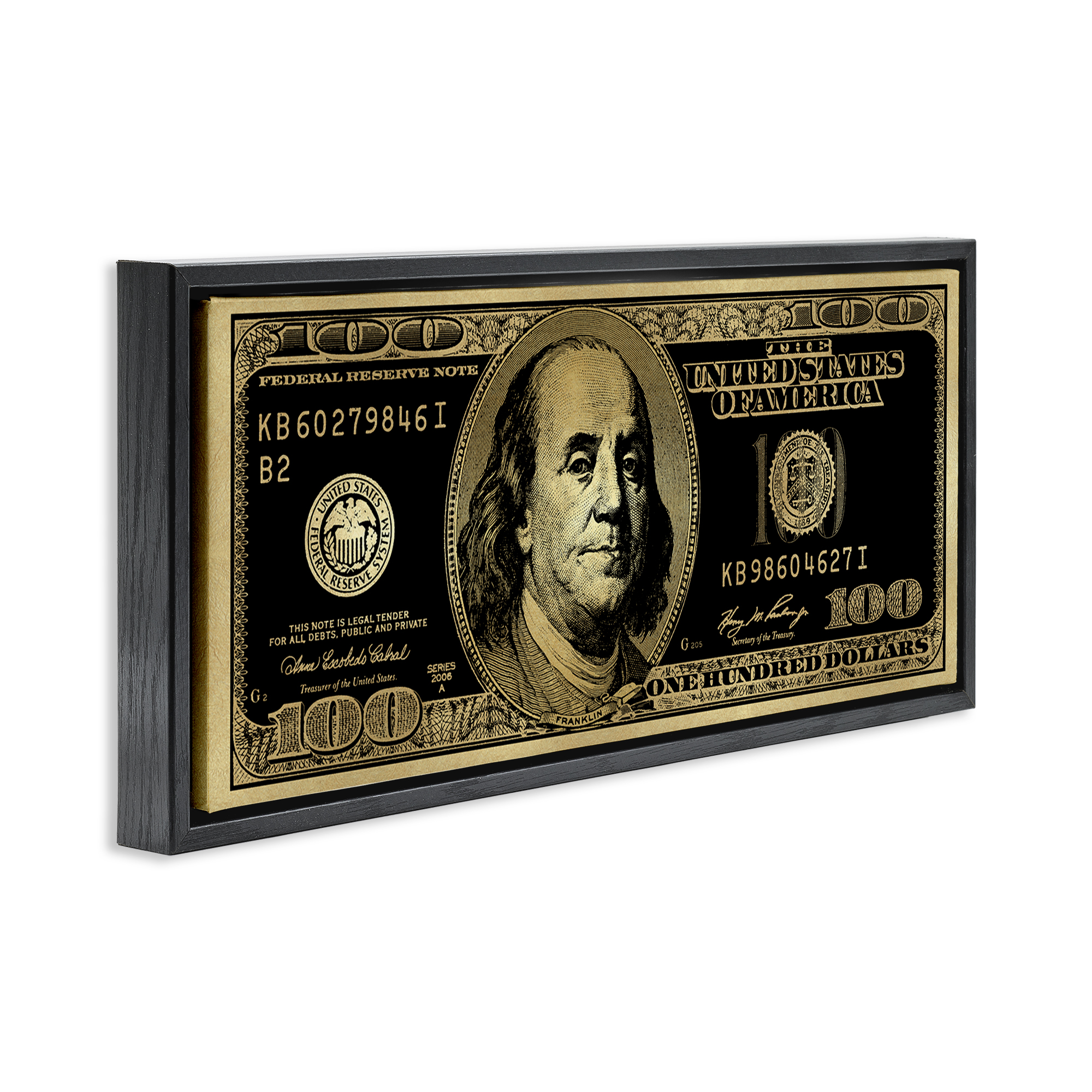 Stupell Industries Inverted Hundred Bill Novelty & Humor Painting Black Floater Framed Canvas Art Print Wall Art, 31 x 14