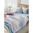 thumbnail image 4 of Twin Size Flat Sheet Only, Beach Lighthouse Soft Brushed Microfiber Bed Sheets, Coastal Ocean Ship Sky Oil Painting Hotel Quality Breathable Bedding Top Sheet, Easy Care, 66"x96", 4 of 9