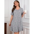 thumbnail image 4 of SHOWMALL Nightgowns for Plus Women Soft Short Sleeve Pajama Dress with Pockets for Sleep NightPink Stars 2X, 4 of 7