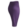 thumbnail image 3 of Made by Johnny Women's Elastic Waist Stretch Bodycon Midi Pencil Skirt Below Knee M EGGPLANT, 3 of 6