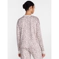 thumbnail image 4 of Joyspun Women's Cozy Lounge Collection Hacci Long Sleeve Henley Sleep Top, Sizes XS to 3X, 4 of 6