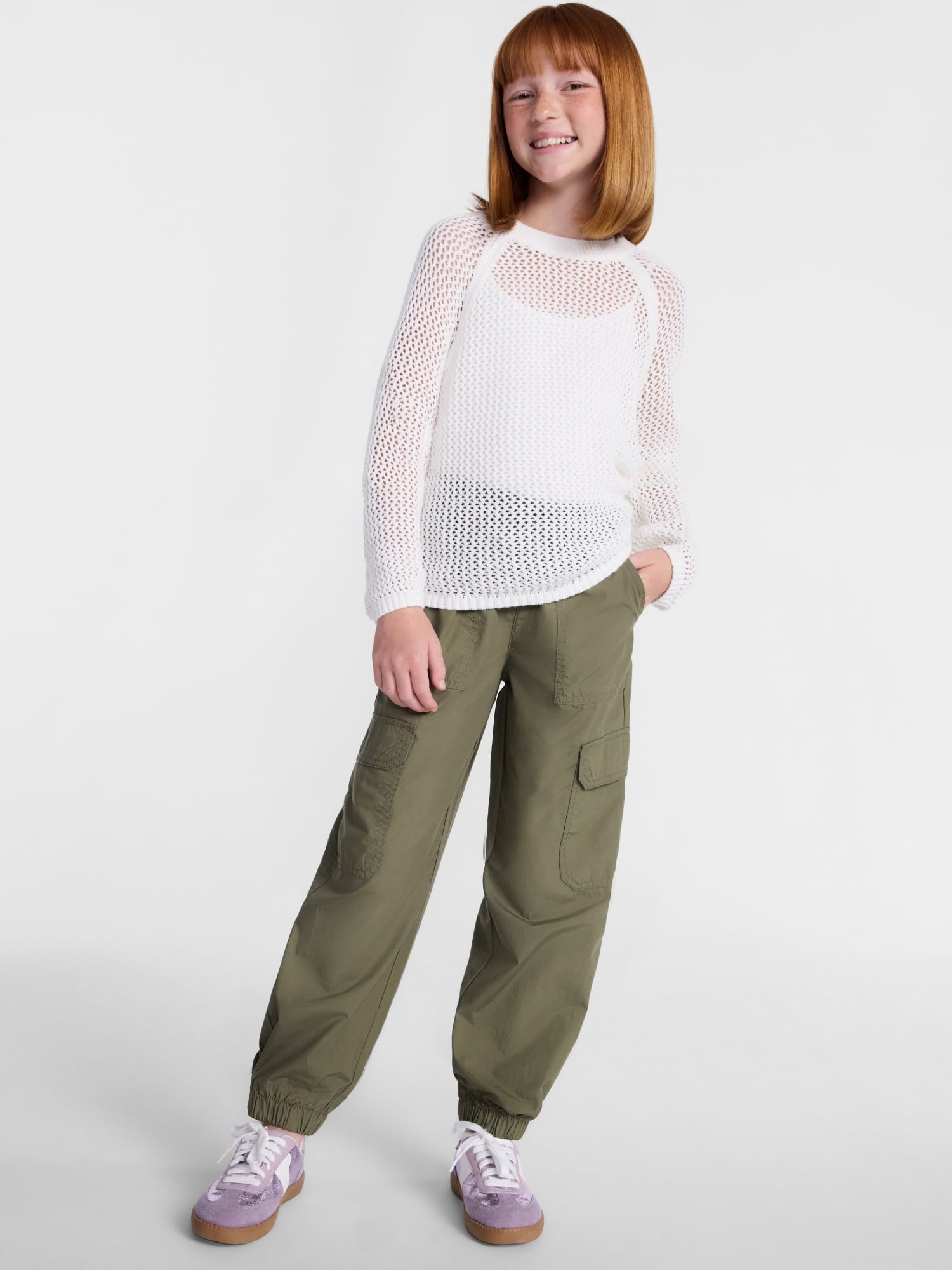 Wonder Nation Girls Open Knit Sweater, Lightweight, Sizes 4-18 & Plus